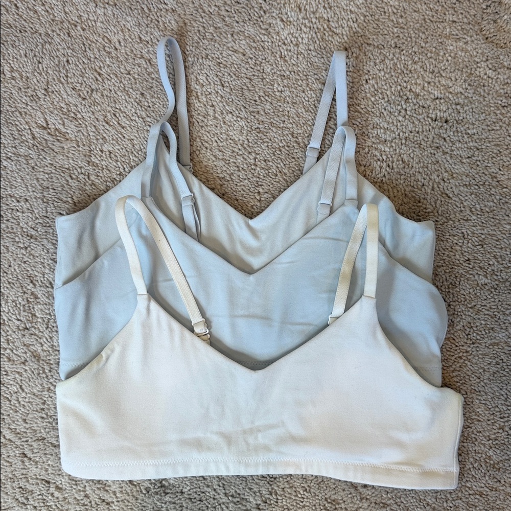 Athleta Girl Light Blue and White Bralette Set